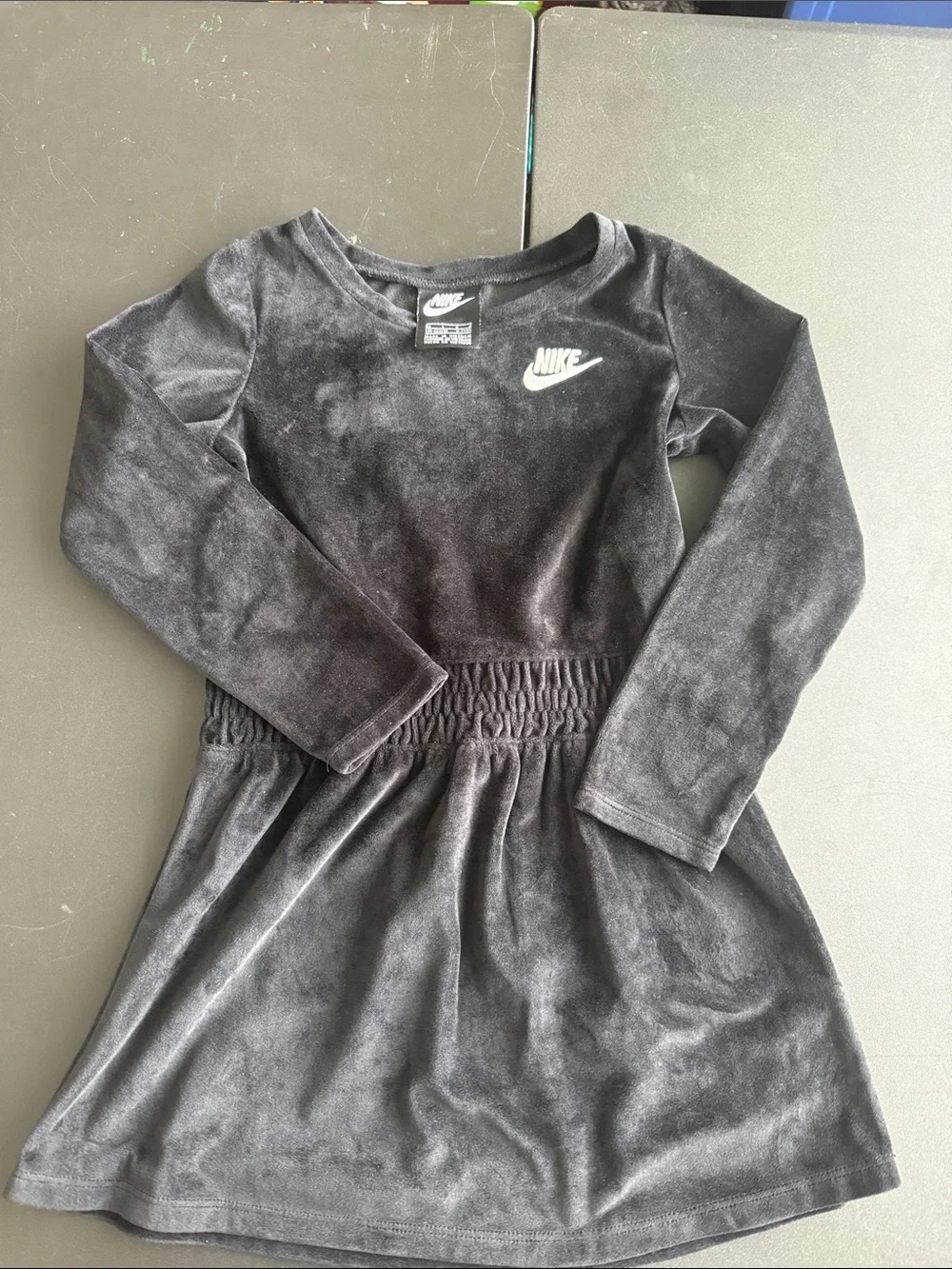 Nike Black Velour Long Sleeve Girls Dress